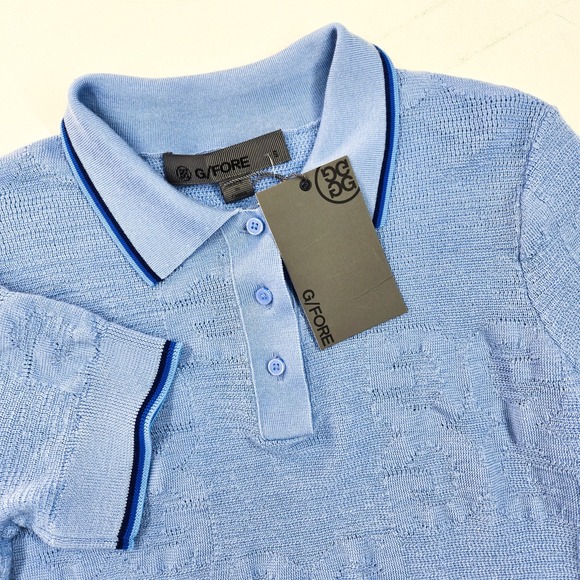 NEW G/FORE Womens Knit Blue‎ Short Sleeve Golf Polo Shirt Small S Logo $255